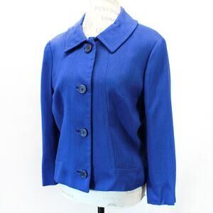 Neusteters Blue Blazer Jackets Button Front Canvas Mid-Century Retro Medium